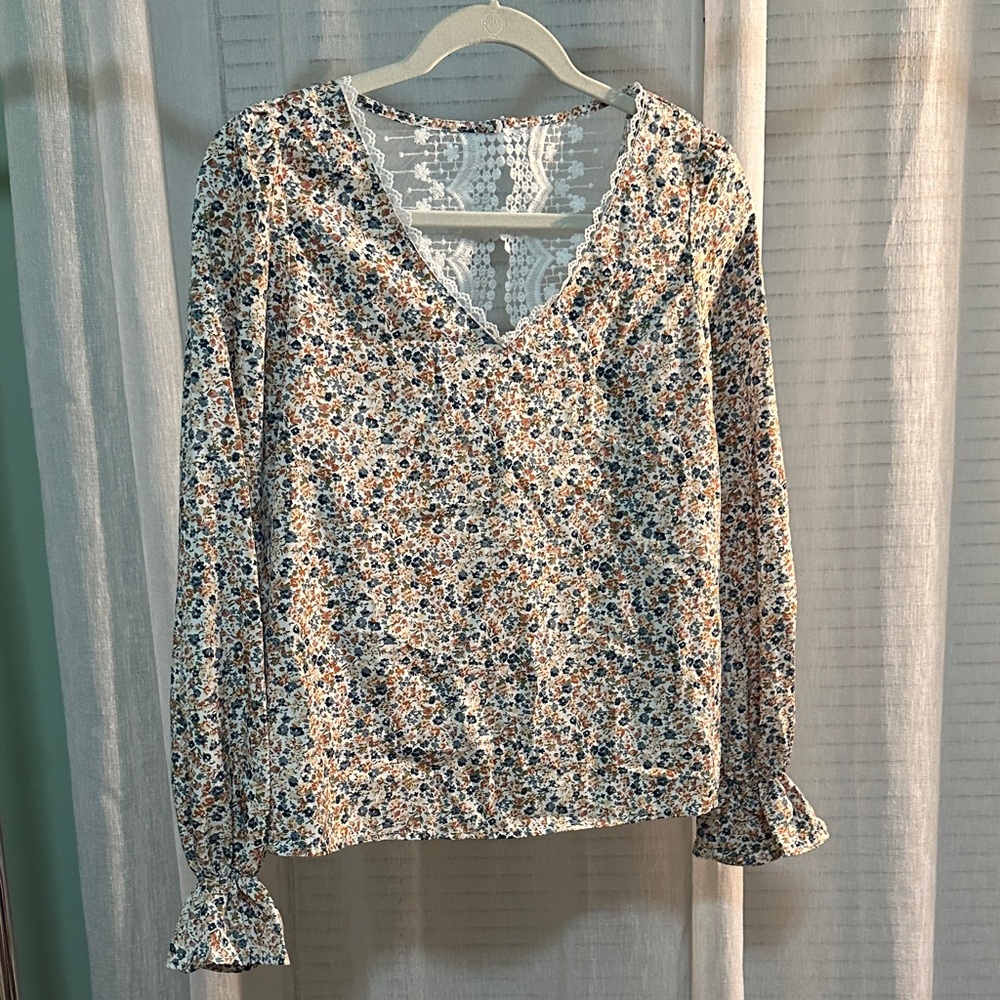 Floral Blouse with Lace Detailing